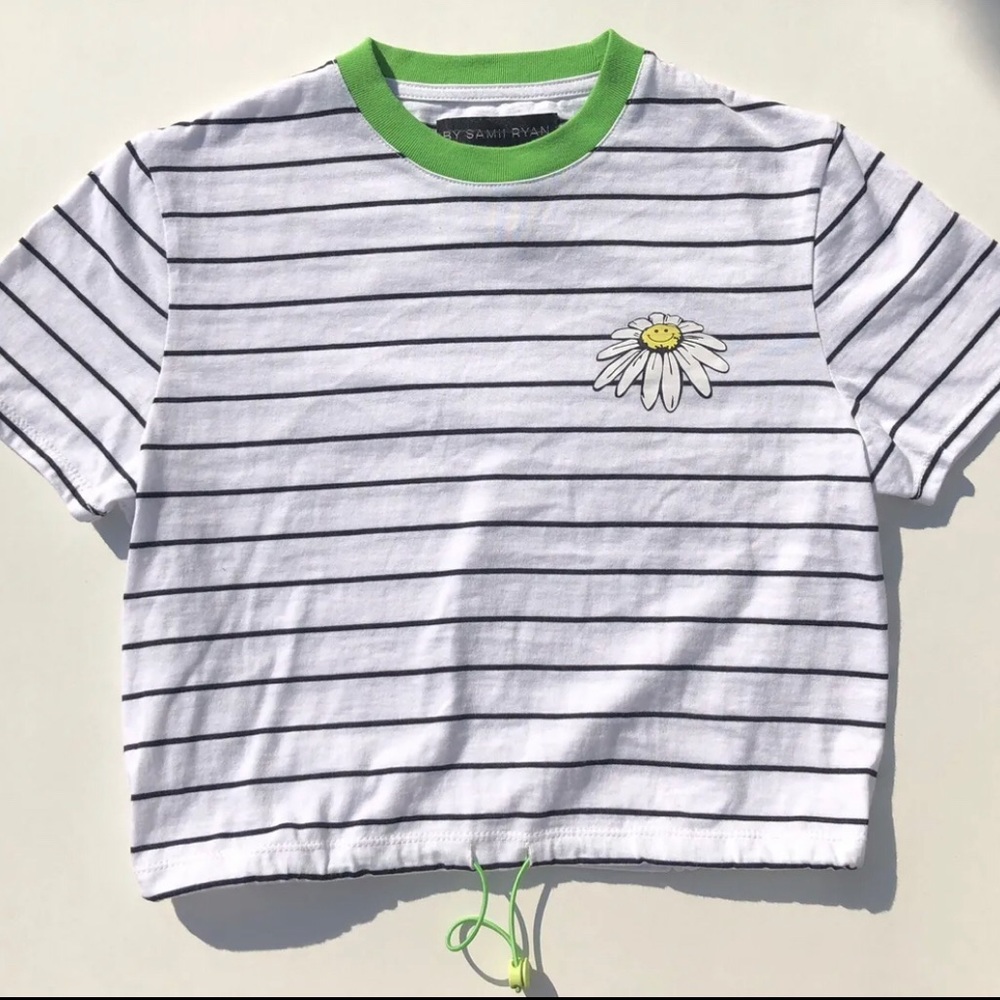 BSR By Samii Ryan ZUMIEZ Small Spring Daisy Green Striped Cropped Tee REVOLVE